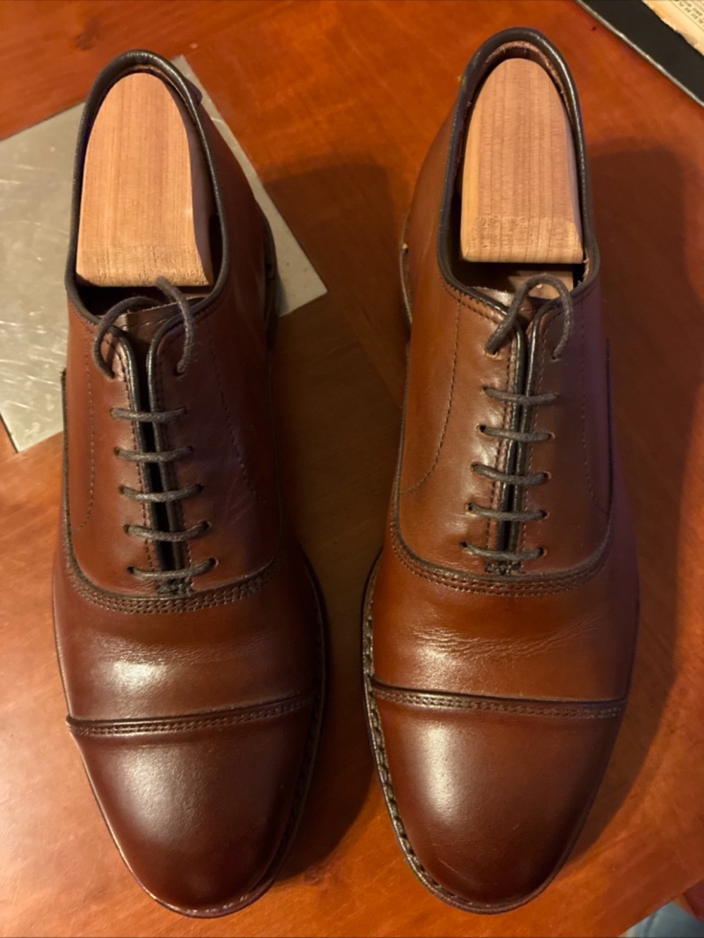 Allen Edmonds Men’s Park Avenue Chili Captoe Oxfords Dainite Soles US7E - Picture 2 of 9